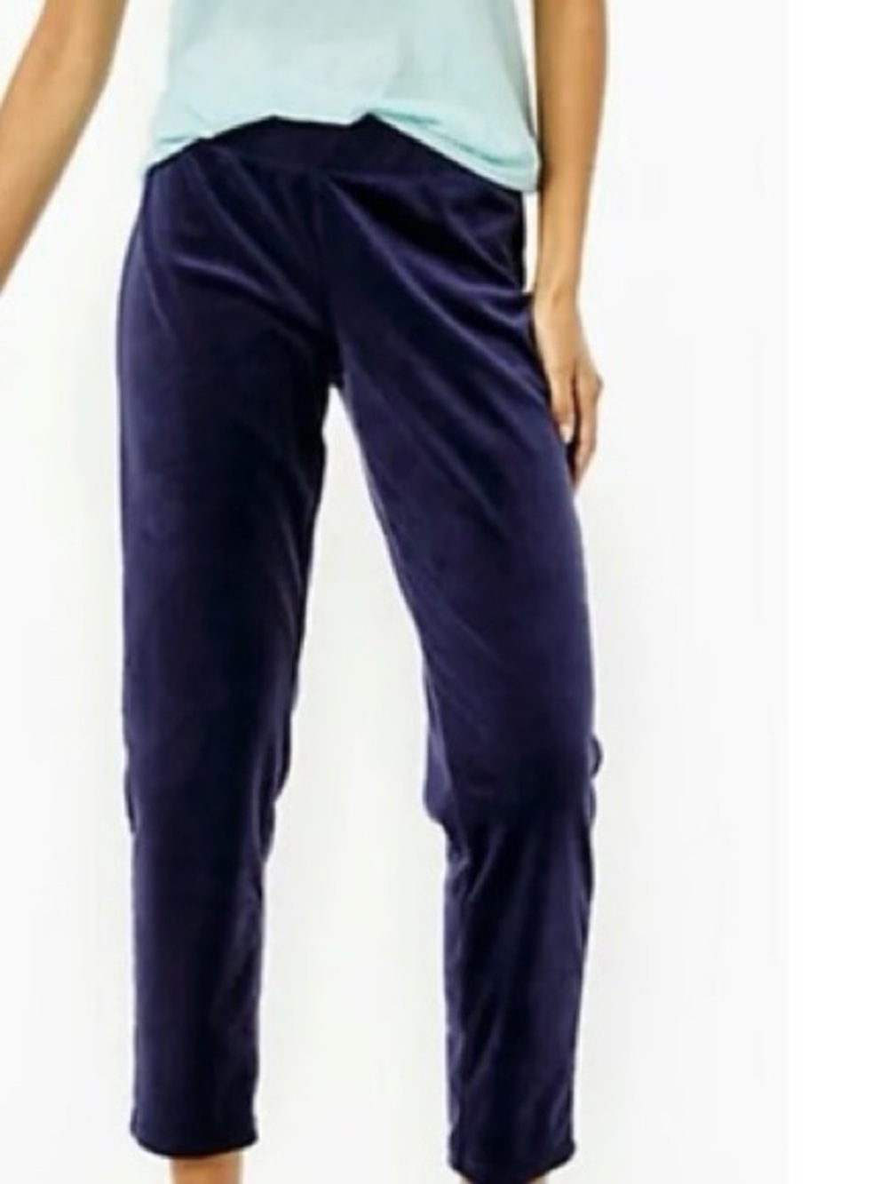 Lilly Pulitzer Jordynne Velour Lounge Pant in True Navy Size XL - Picture 2 of 7